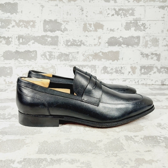 NEW Florsheim Black Leather Almond Toe Classic Slip On Loafers V548 main image 8